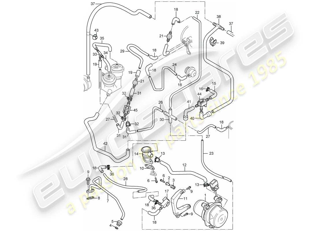 porsche 2004 (996 gt3) air injection part diagram
