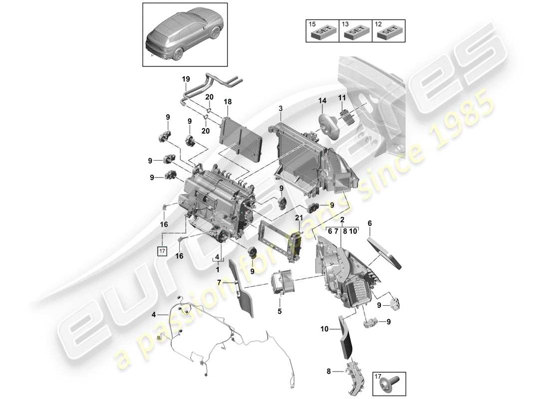 porsche cayenne e3 (2018) air conditioner parts diagram