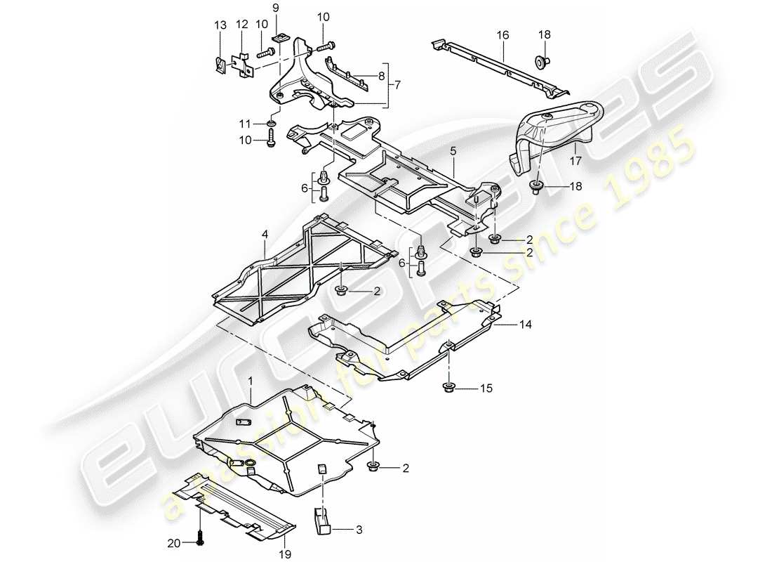 porsche 996 (1998) trims - for - underbody parts diagram