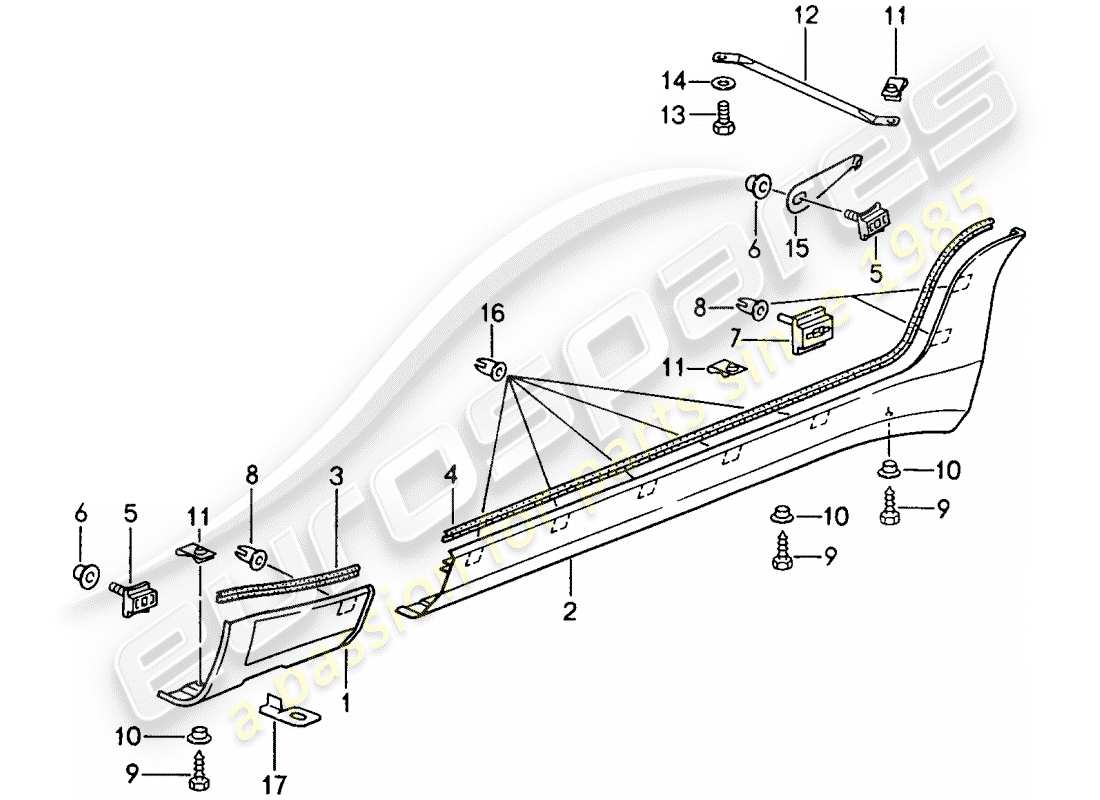 porsche 1994 (968) side member trim part diagram