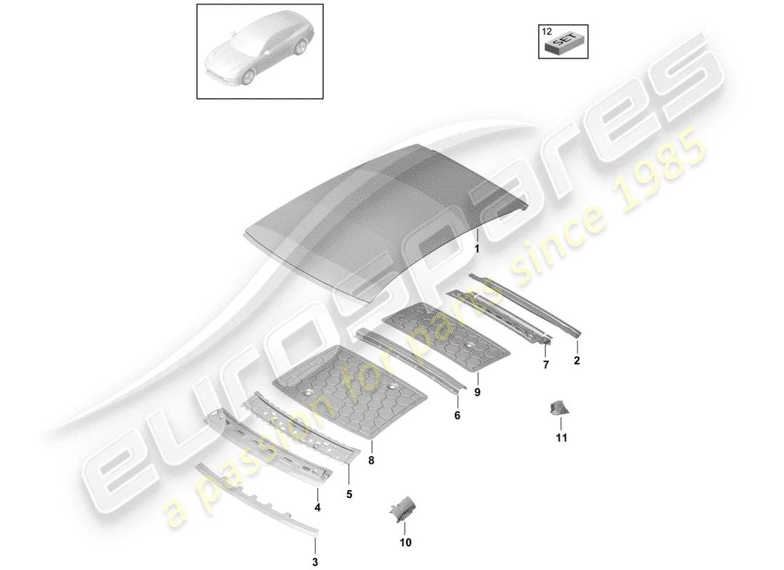 porsche 2019 (panamera 971-1) roof part diagram