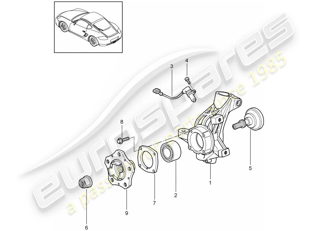porsche 2010 (987 cayman) wheel carrier part diagram