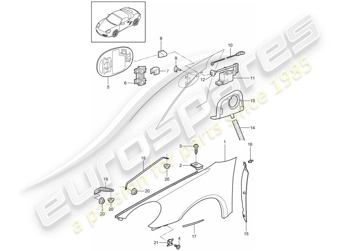 porsche 2012 (987 boxster) fender part diagram