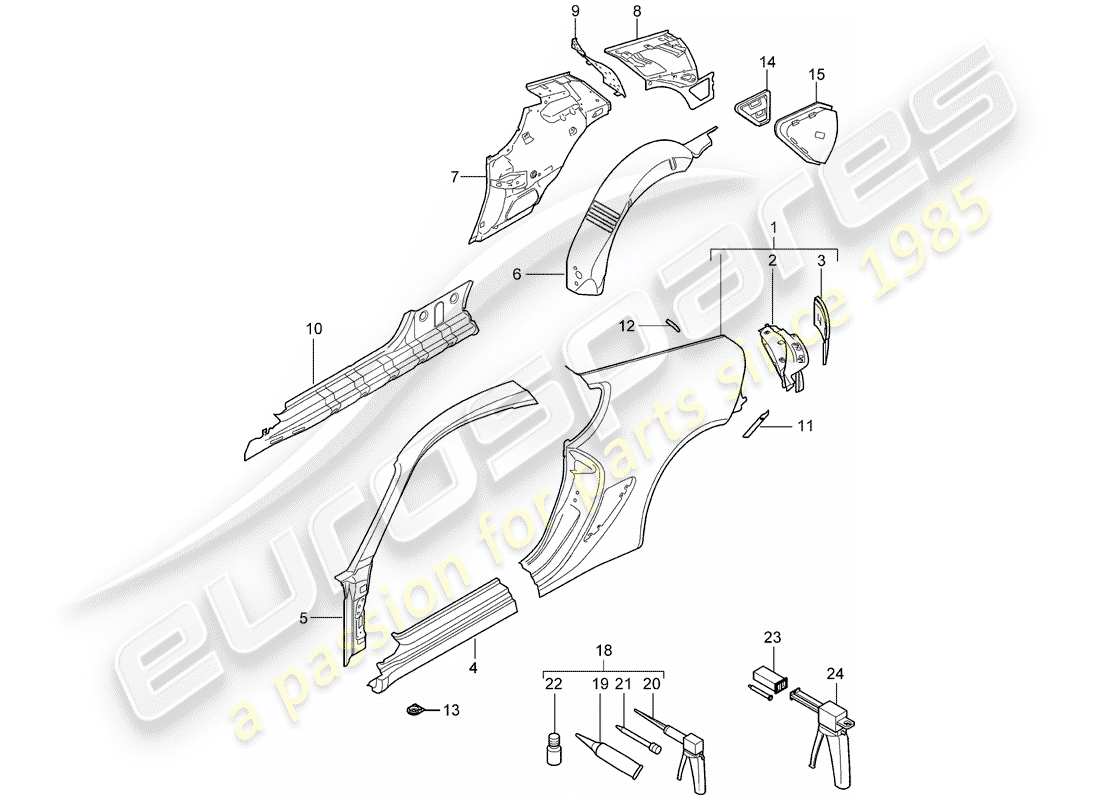 porsche 2006 (987 cayman) side panel part diagram