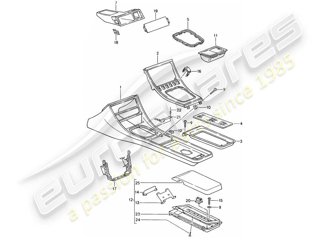 porsche 1993 (968) cassette holder - center console parts diagram