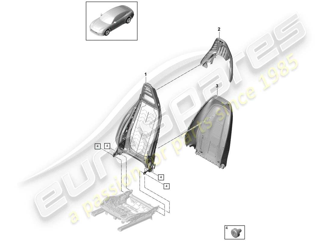 porsche 2020 (panamera 971-1) backrest part diagram