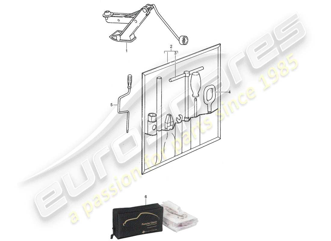 porsche 1993 (968) accessories - tool - first aid kit parts diagram