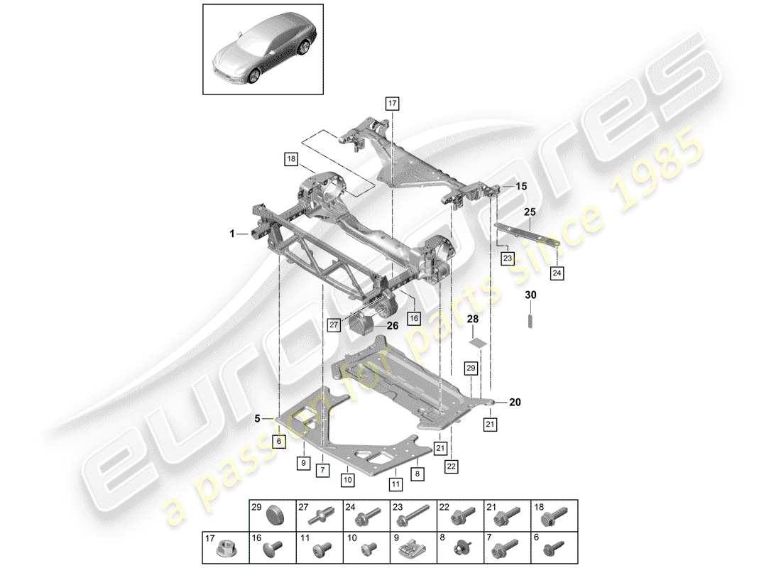 porsche 2018 (panamera 971-1) sub frame part diagram
