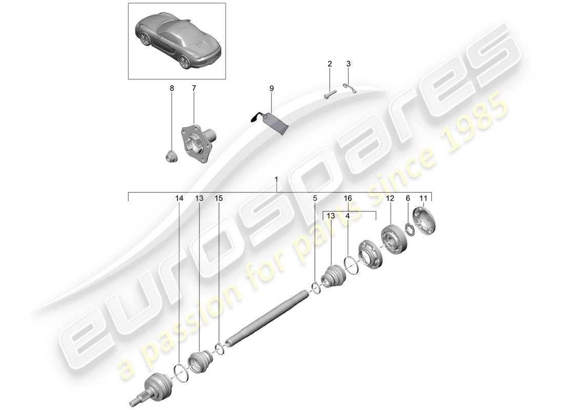 porsche 2012 (981 boxster) drive shaft parts diagram