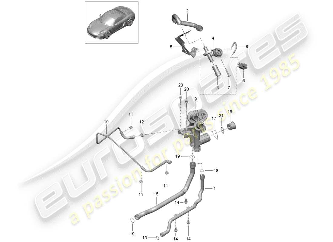 porsche 2012 (981 boxster) connection parts diagram