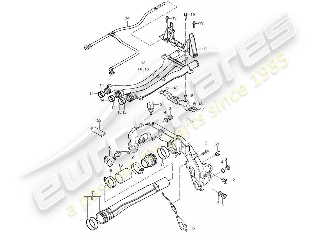 porsche 2005 (cayenne e1 9pa) water cooling part diagram