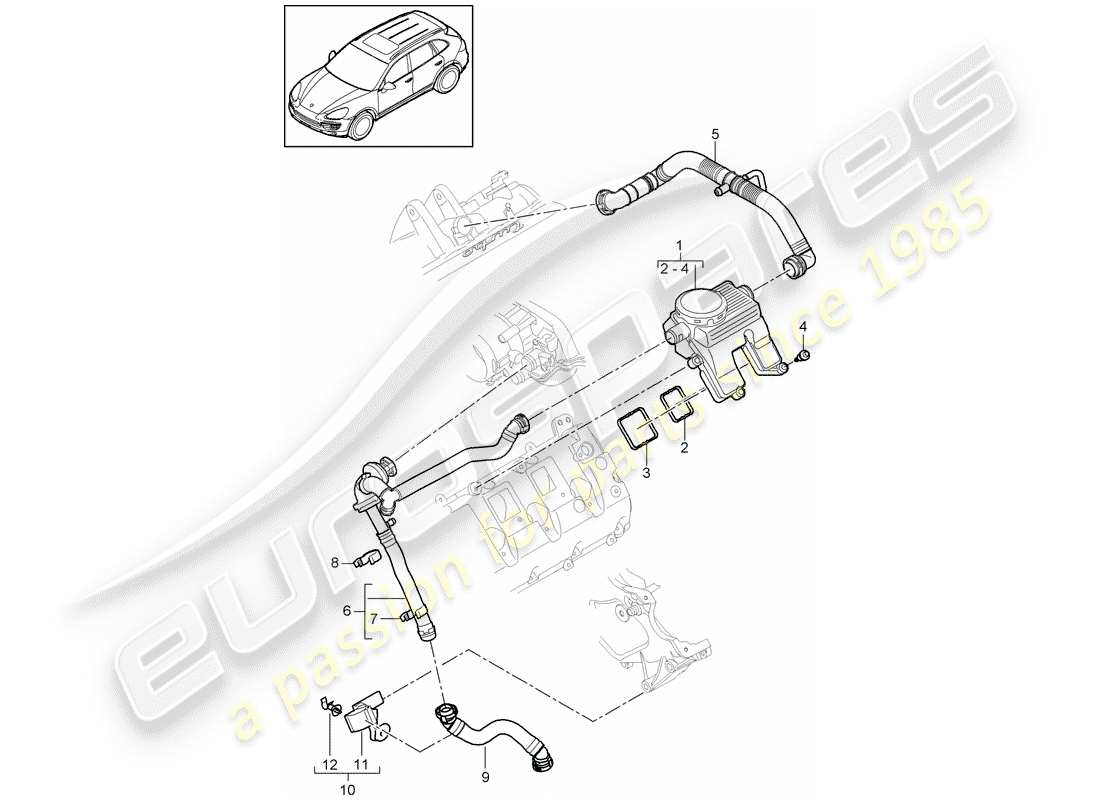 porsche cayenne e2 (2015) crankcase breather parts diagram