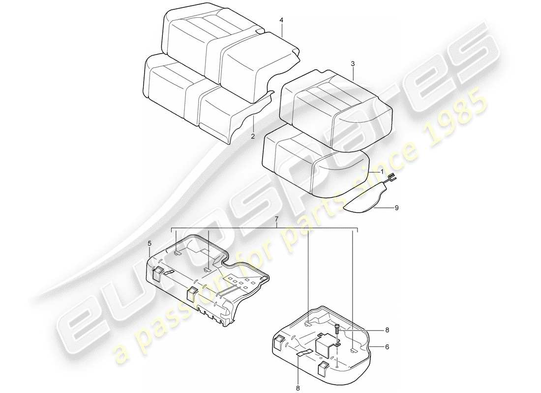 porsche cayenne (2007) foam part part diagram