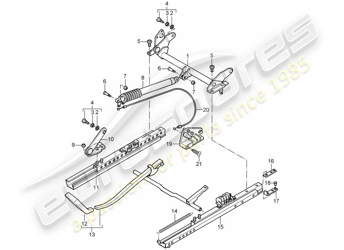 porsche 1997 (986 boxster) seat frame - sports seat - for vehicles with seat height - adjustment part diagram