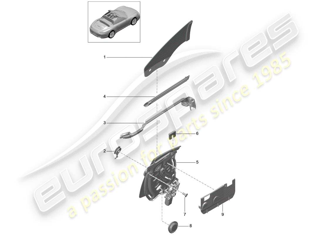 porsche 2012 (991-1) side window part diagram