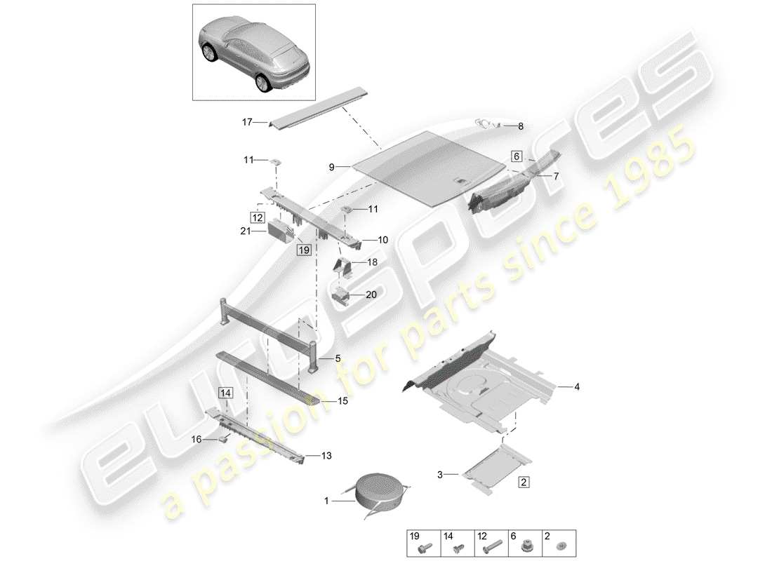 porsche 2019 (macan) lining part diagram