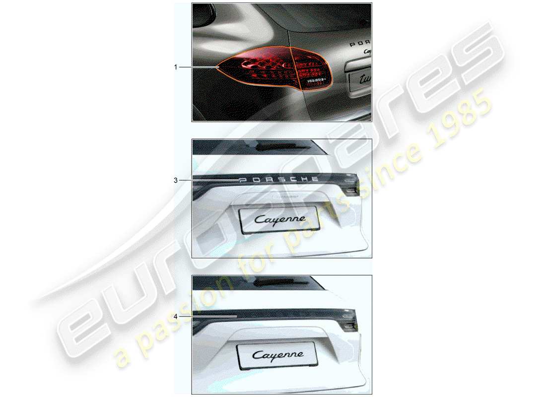 porsche 2006 (tequipment cayenne) rear light part diagram