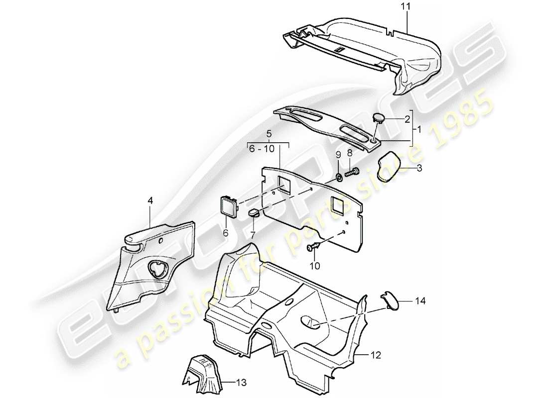 porsche 2001 (996 turbo / gt2) trims - d - mj 2004>> part diagram