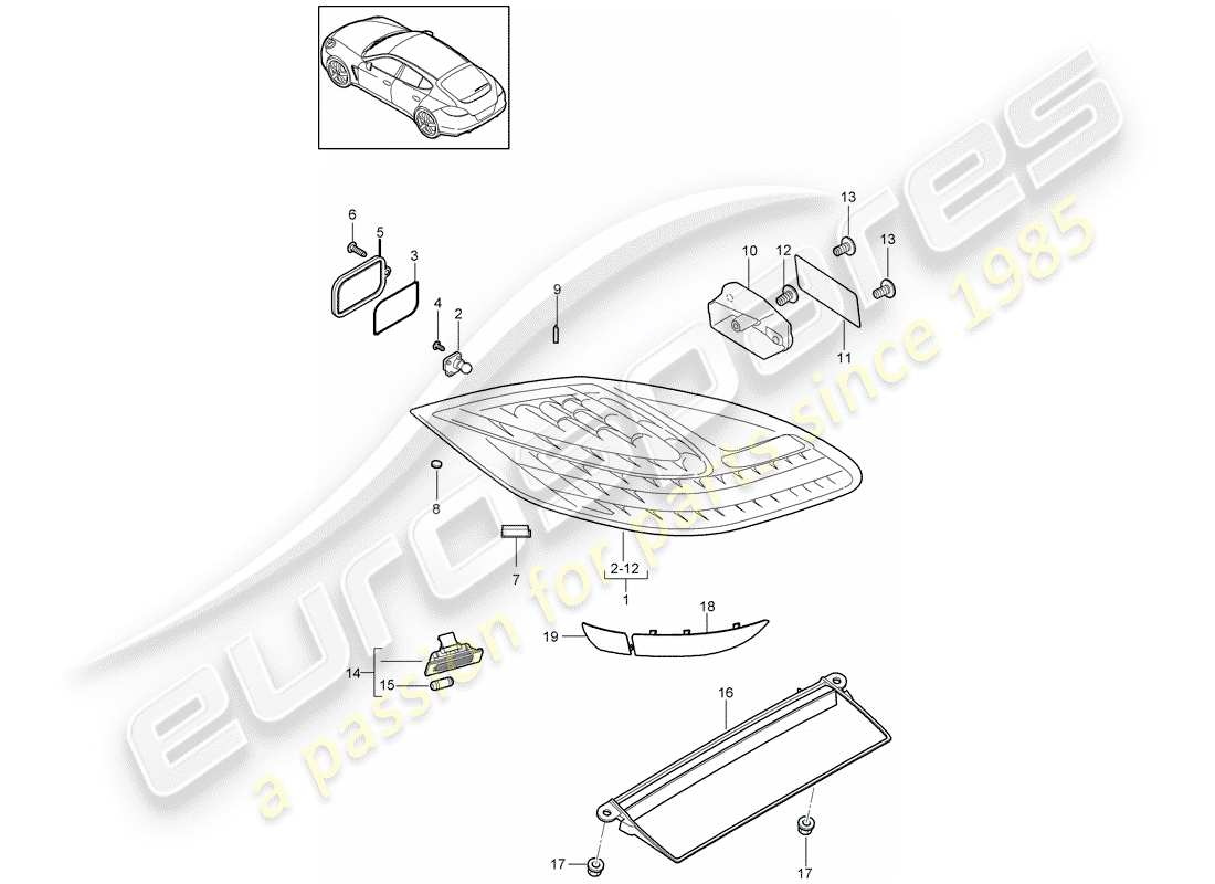 porsche panamera 970 (2016) rear light part diagram