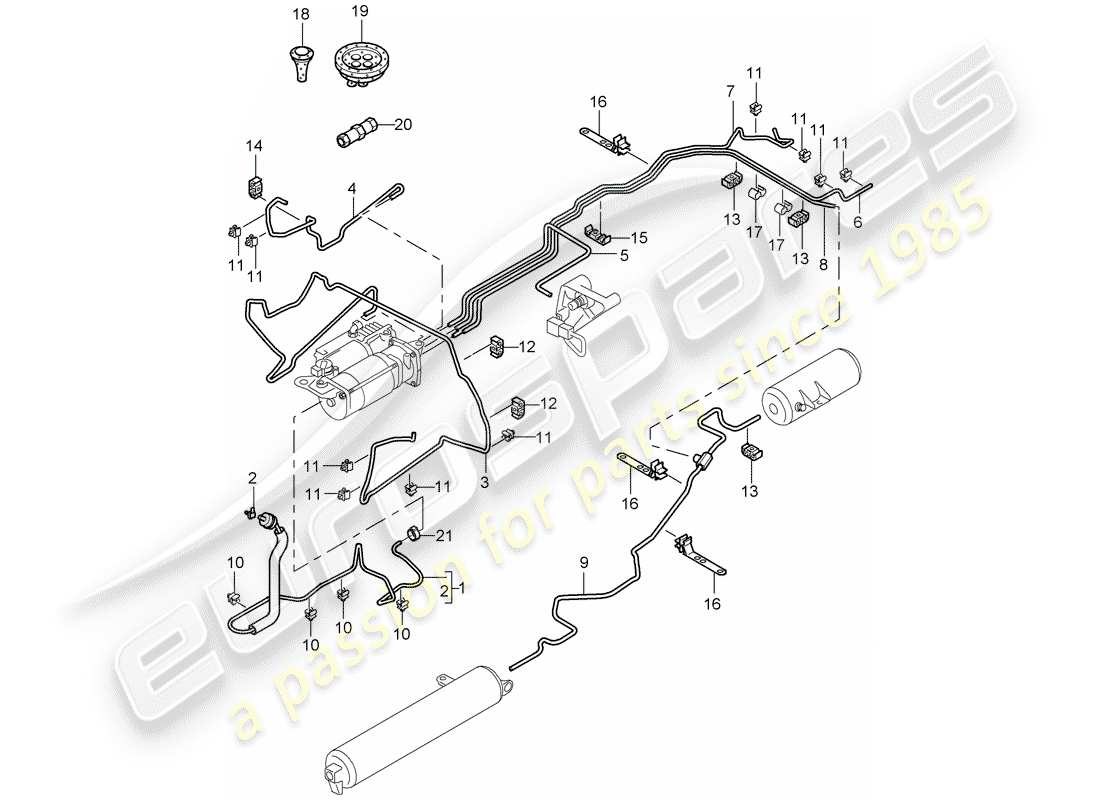 porsche 2010 (cayenne e1 9pa) self levelling system part diagram