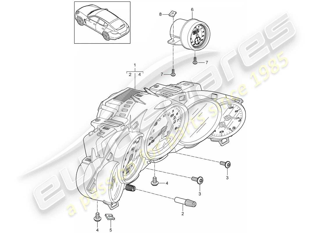 porsche panamera 970 (2016) instruments part diagram