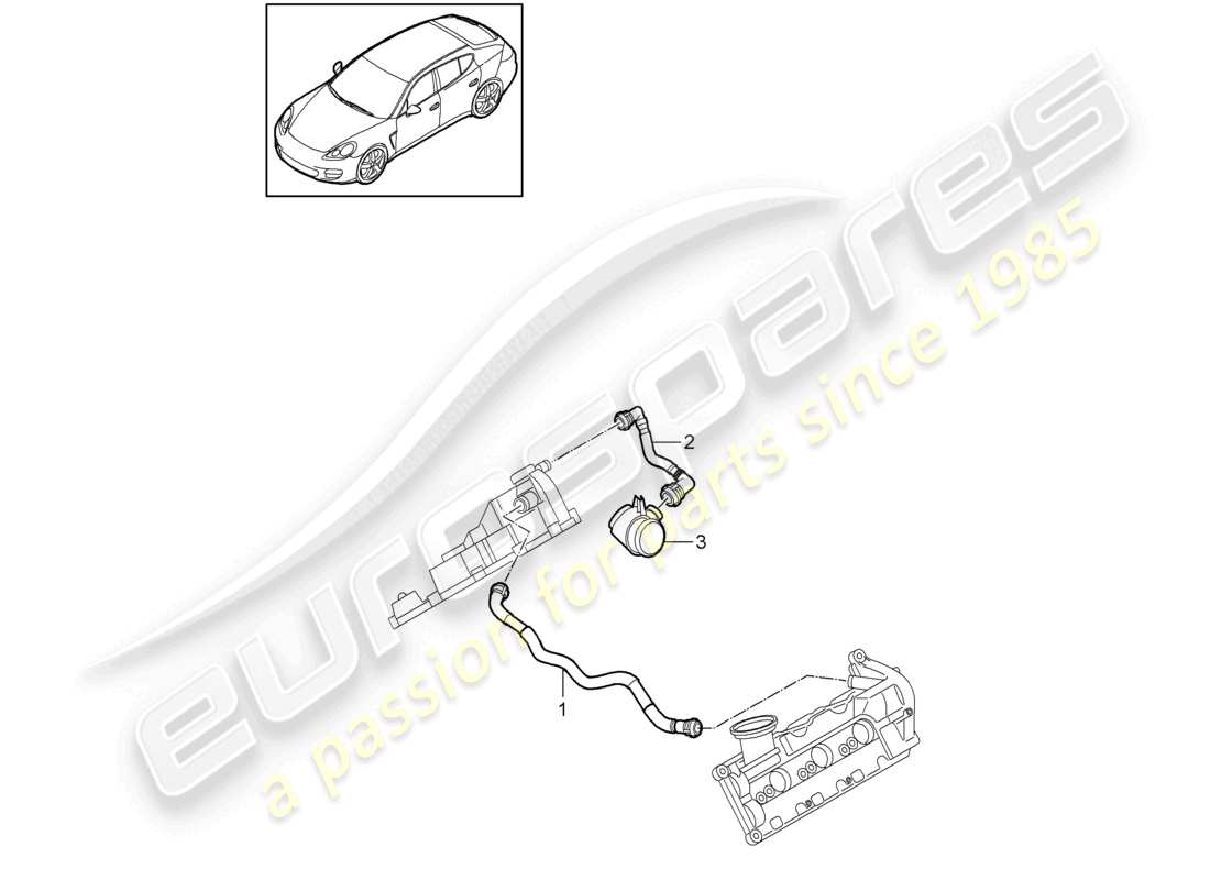 porsche 2010 (cayenne e1 9pa) breather line crankcase housing parts diagram