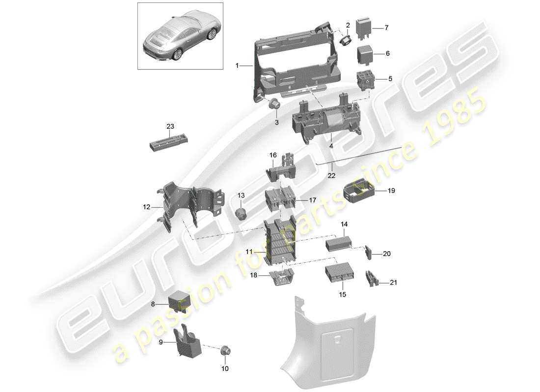 porsche 2017 (991-2) fuse box/relay plate part diagram