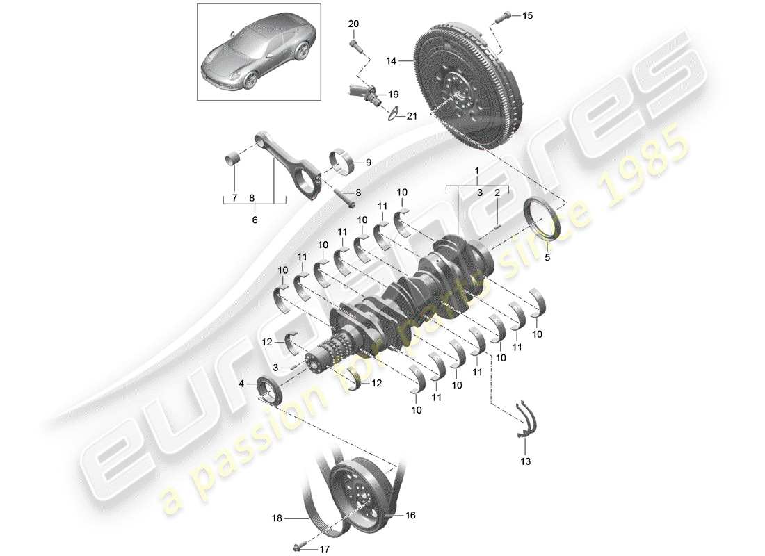 porsche 991 (2016) crankshaft part diagram