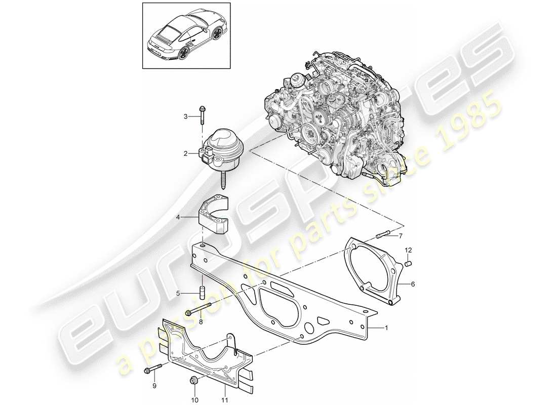 porsche 911 t/gt2rs (2012) engine suspension part diagram
