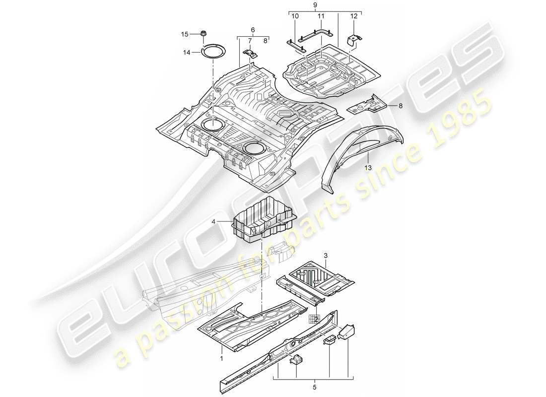 porsche 2008 (cayenne e1 9pa) floor part diagram