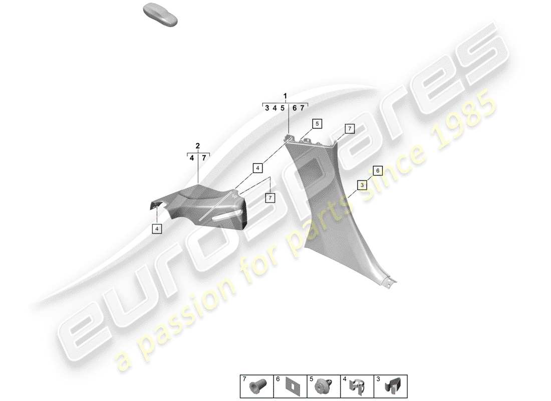 porsche 2020 (718 boxster spyder) trims parts diagram