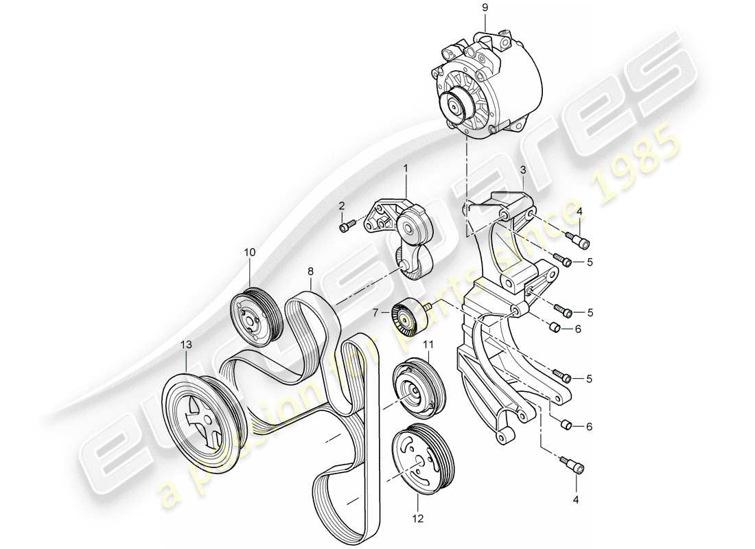 porsche cayenne (2009) belt tensioning damper parts diagram
