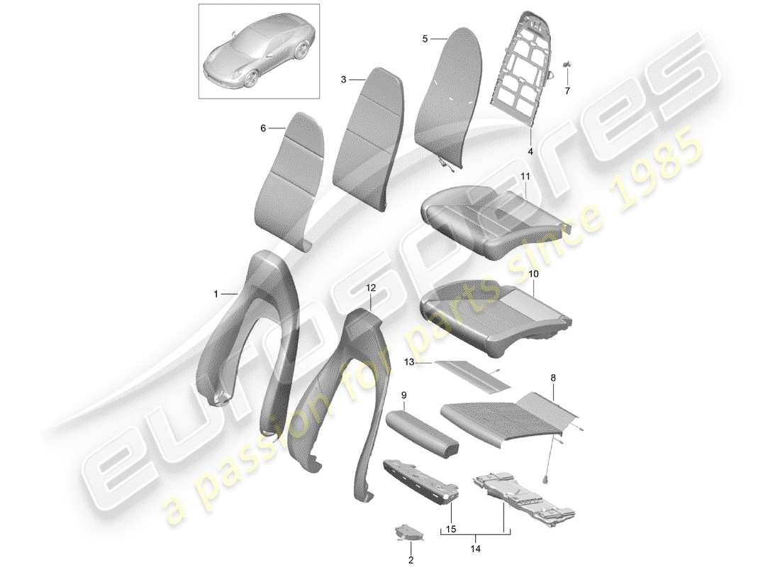 porsche 2013 (991-1) foam part part diagram