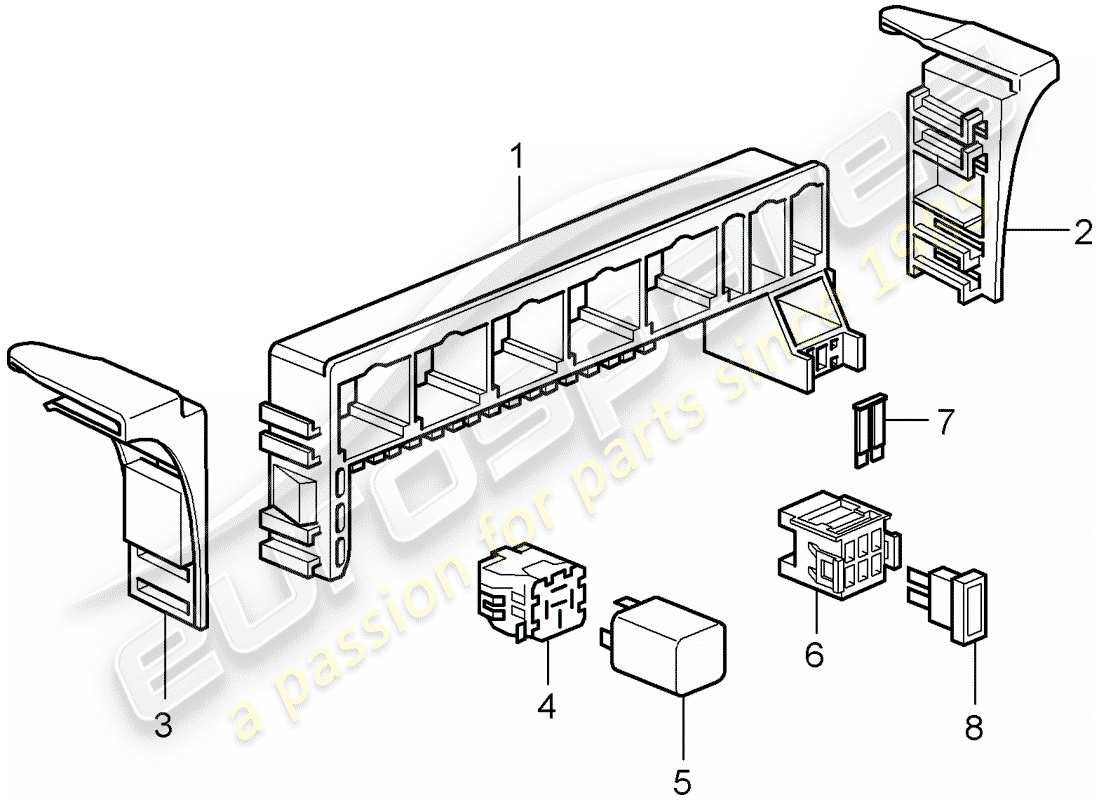 porsche 2008 (987 cayman) fuse box/relay plate part diagram