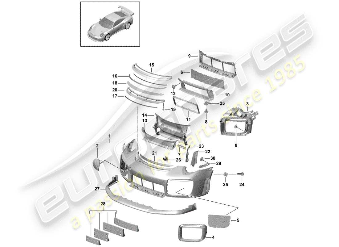 porsche 2019 (991-2 turbo) bumper part diagram