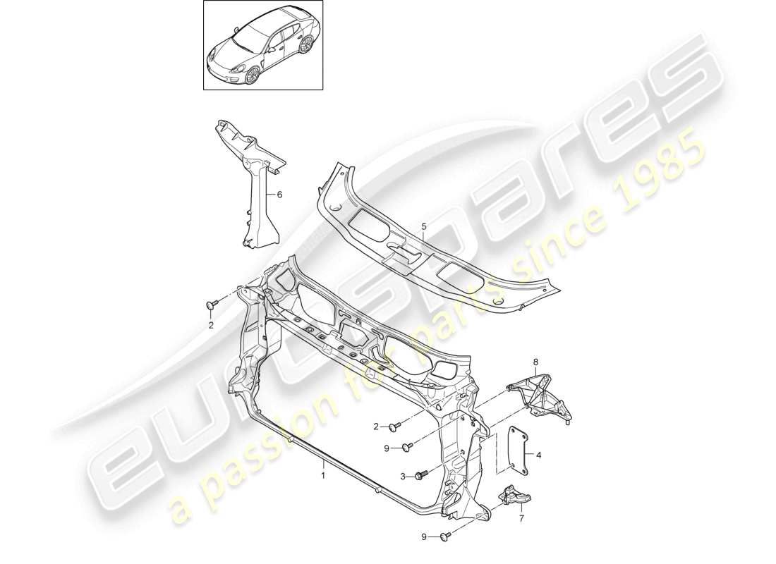 porsche 2010 (cayenne e1 9pa) carrier cooler for coolant parts diagram