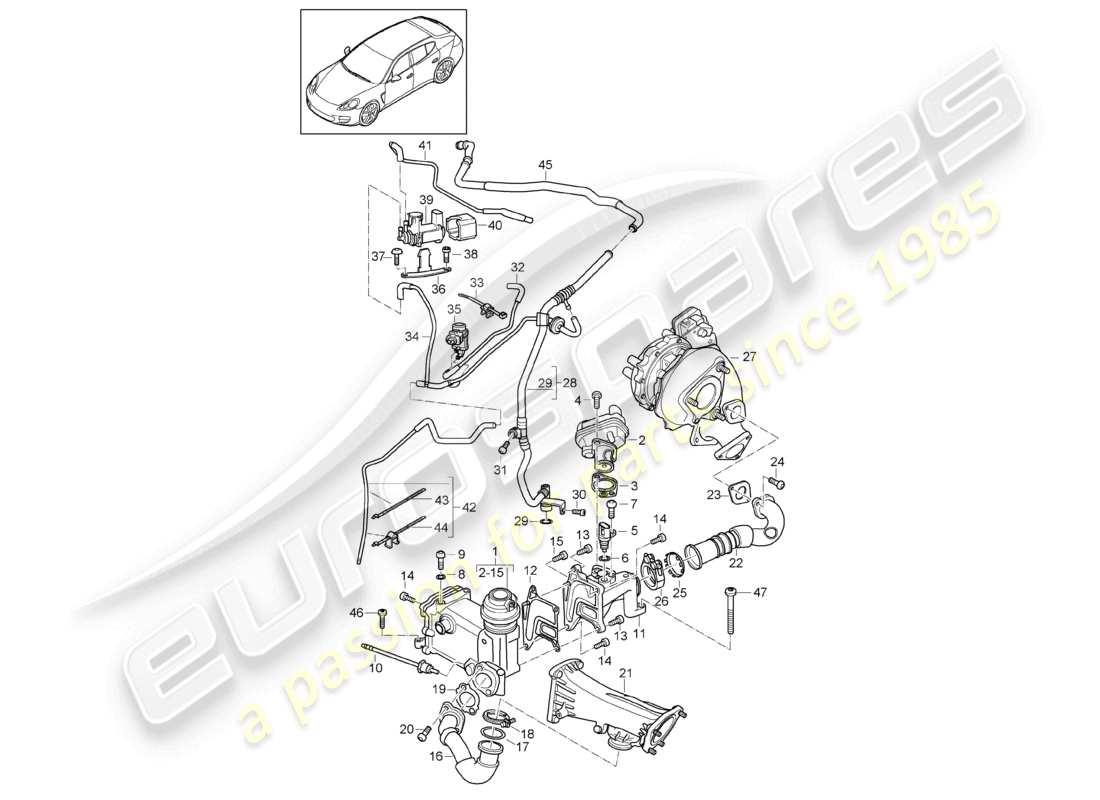 porsche 2010 (cayenne e1 9pa) exhaust gas recirculation vacuum system parts diagram