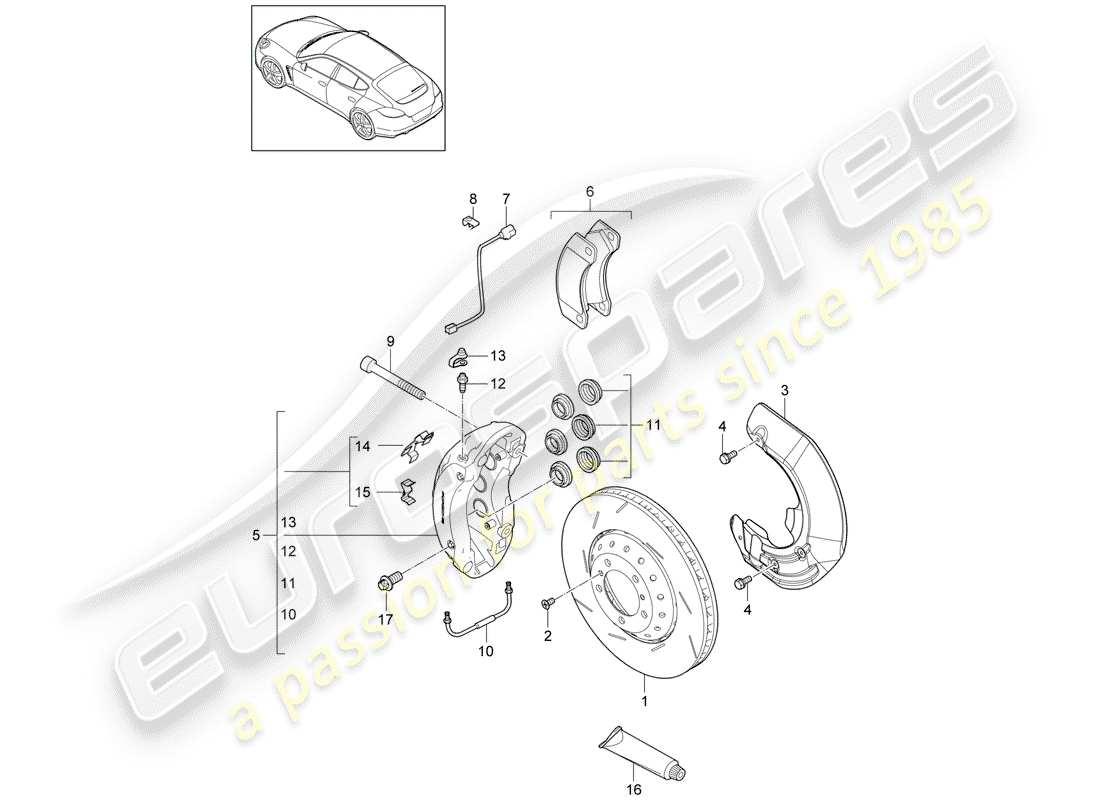 porsche 2012 (panamera 970) disc brakes part diagram