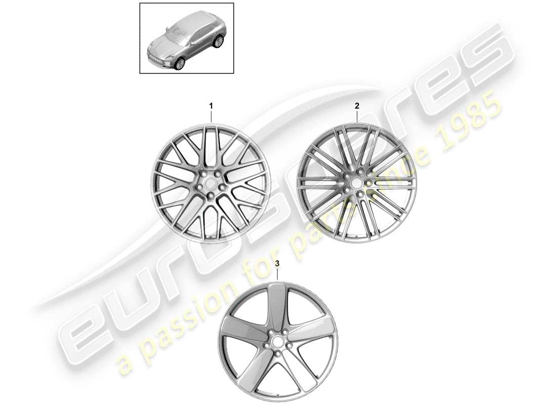 porsche 2019 (macan) alloy wheel part diagram