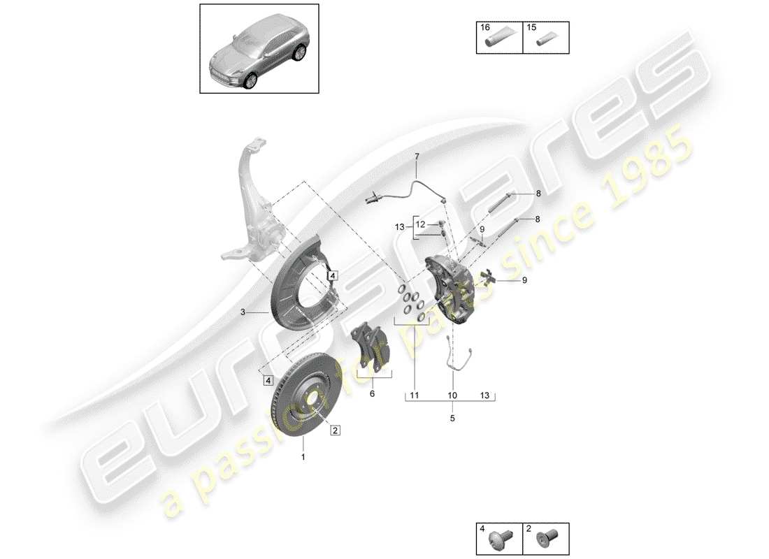 porsche 2019 (macan) disc brakes part diagram