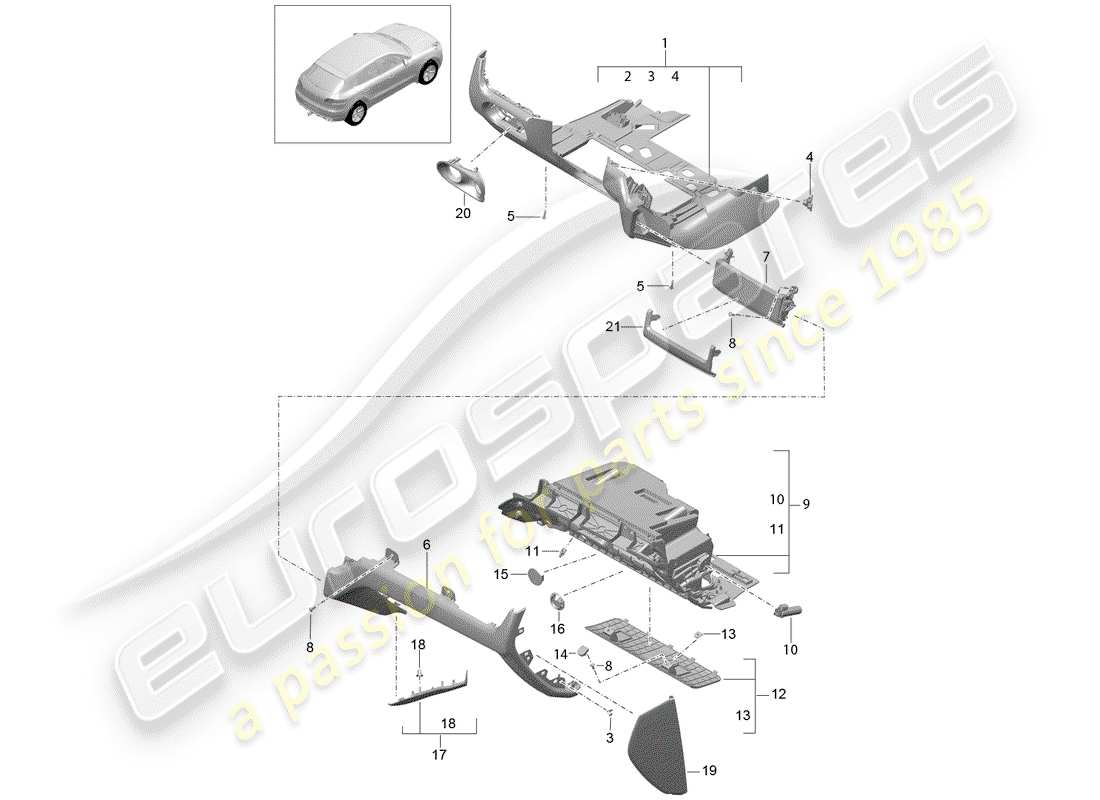 porsche 2014 (macan) glove box part diagram