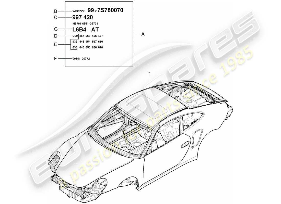 porsche 911 t/gt2rs (2012) car body part diagram