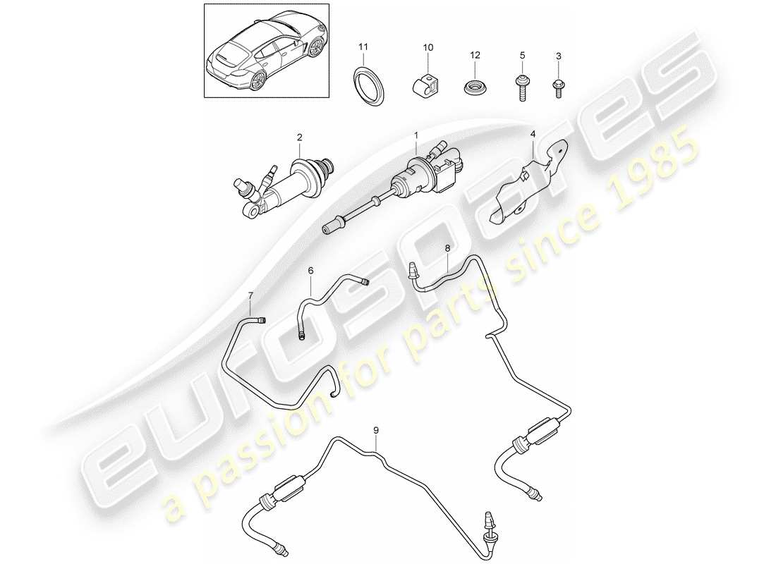 porsche 2010 (panamera 970) hydraulic clutch part diagram
