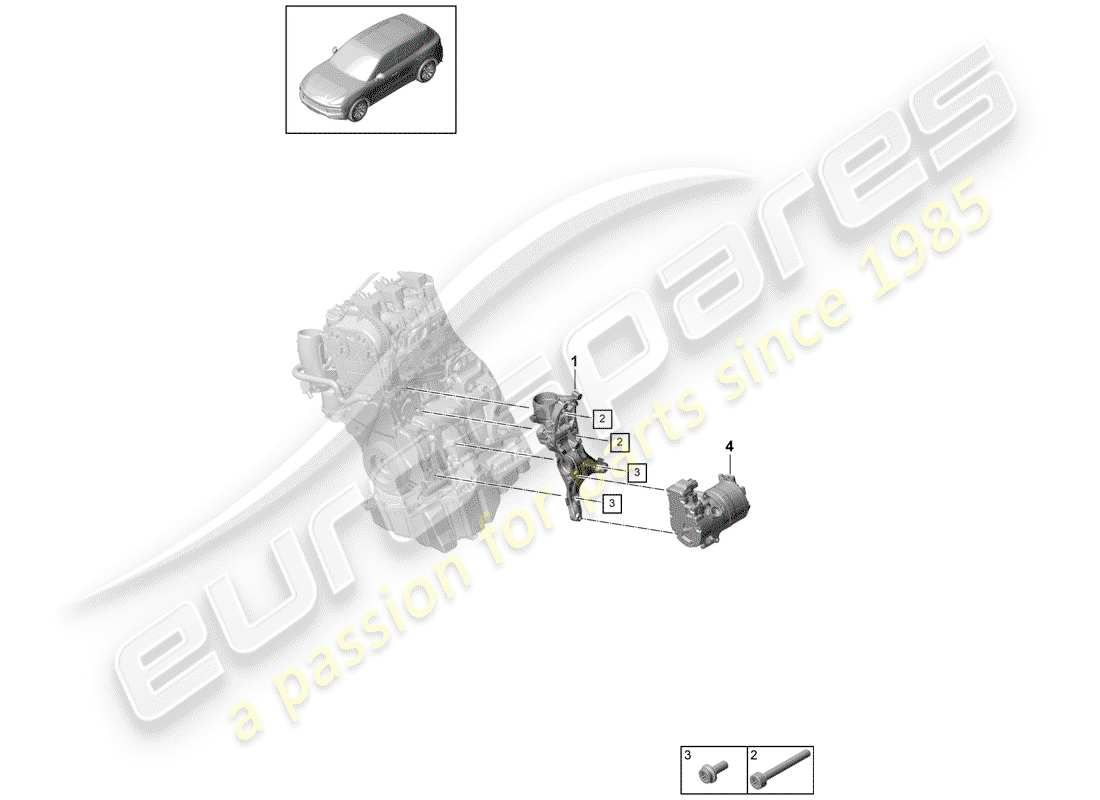 porsche 2019 (cayenne e3 9ya/9yb) v-ribbed belt part diagram
