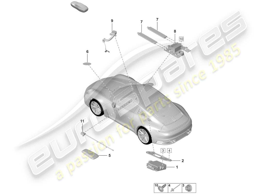 porsche 2020 (992-1) single parts parts diagram