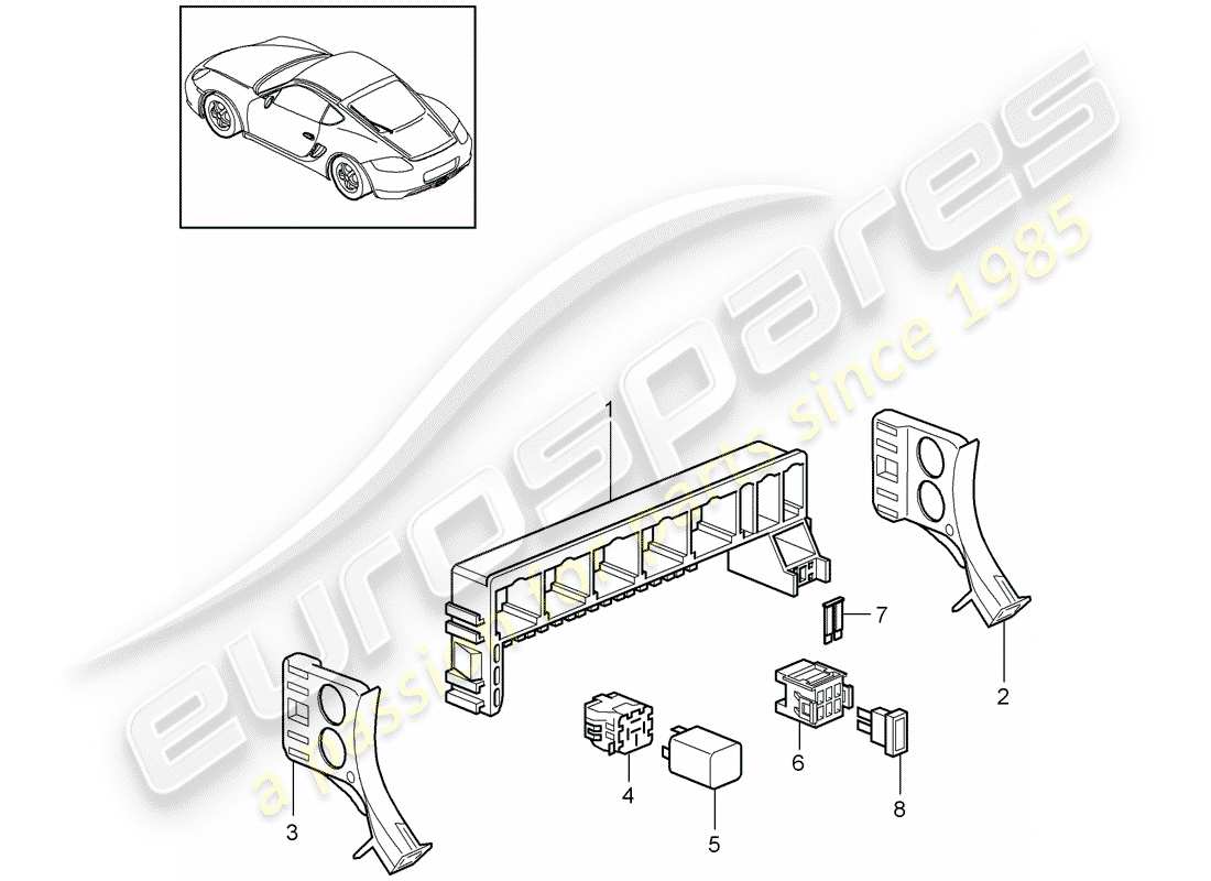 porsche 2010 (987 cayman) fuse box/relay plate part diagram