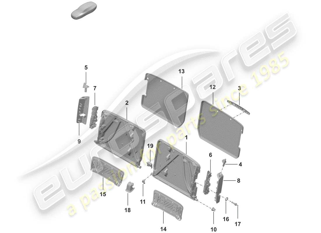 porsche 2020 (992-1) frame - backrest parts diagram