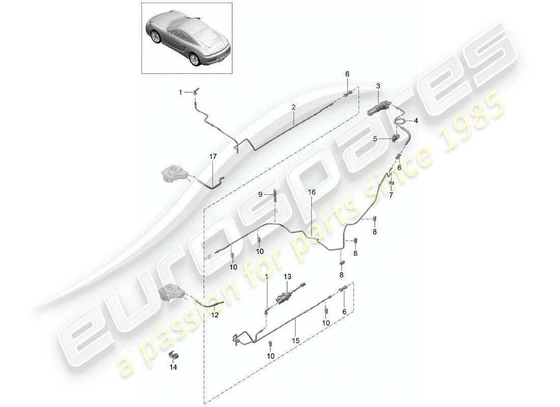 porsche cayman 981 (2014) clutch actuation part diagram