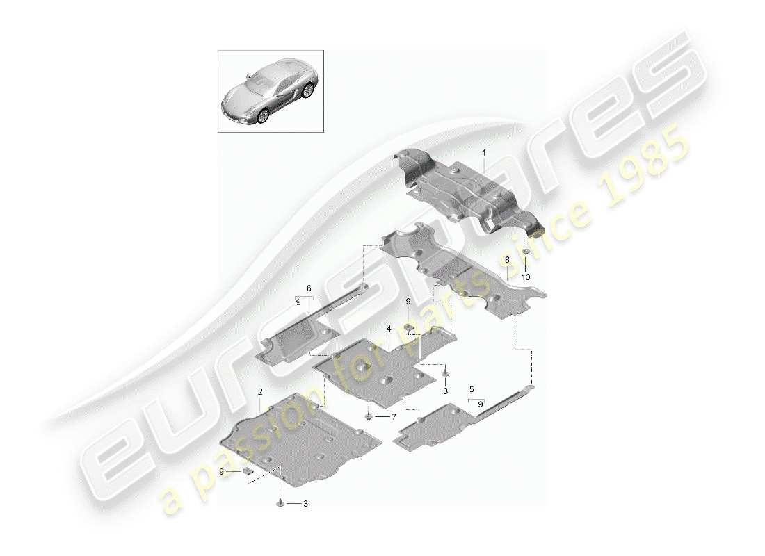 porsche 2015 (981 cayman) lining part diagram