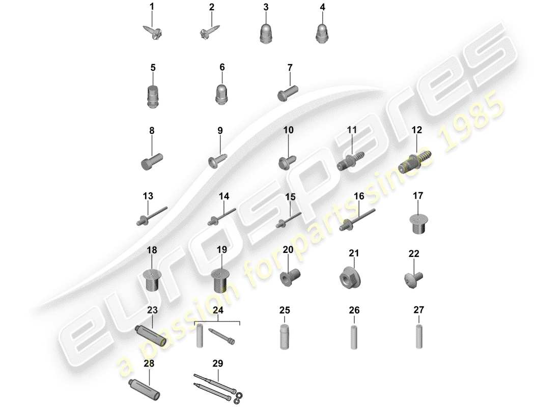 porsche 2018 (cayenne e3 9ya/9yb) fasteners part diagram